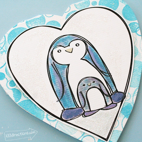 Coloring Page - Penguin Baby Card Printable designed by Jen Goode