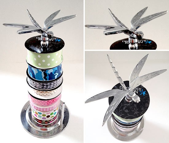 Dragonfly fly paper towel holder to organize ribbon