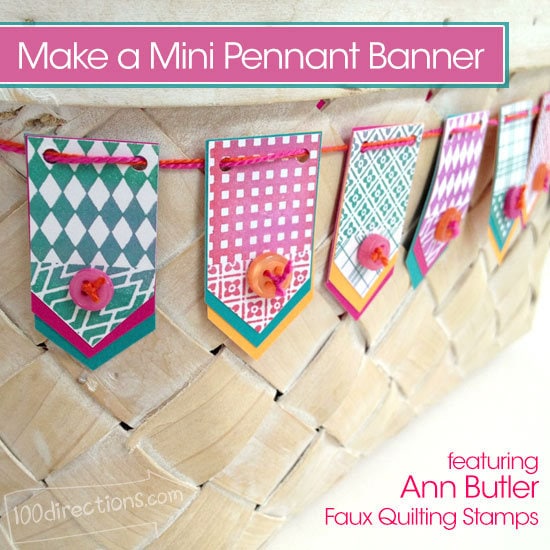 Mini Party Banner designed by Jen Goode using Ann Butler faux quilting stamps