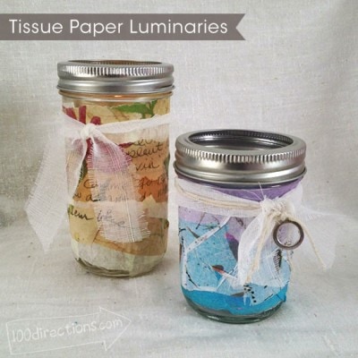 Mason Jar and Tissue Paper Luminaries