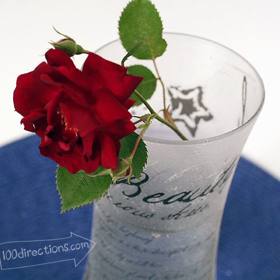 Rose in a pretty little DIY patriotic vase