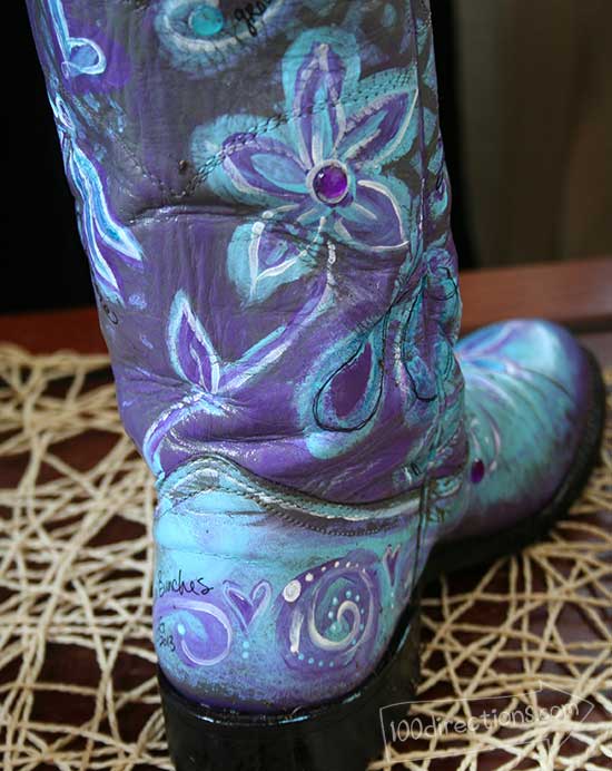 Add all kinds of hand painted details - boot painted by Jen Goode