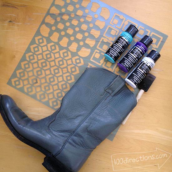 Cowboy boot painting materials