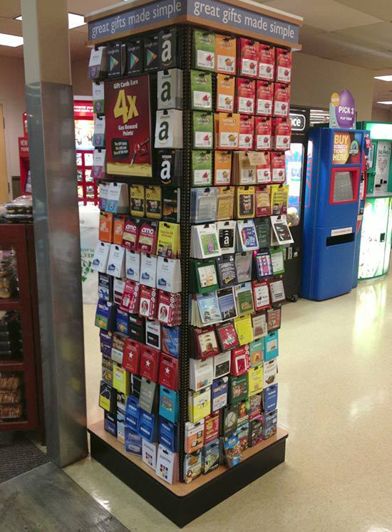Gift card display at Safeway