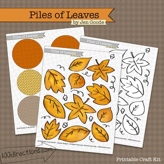Printable fall leaf bunting craft kit by Jen Goode