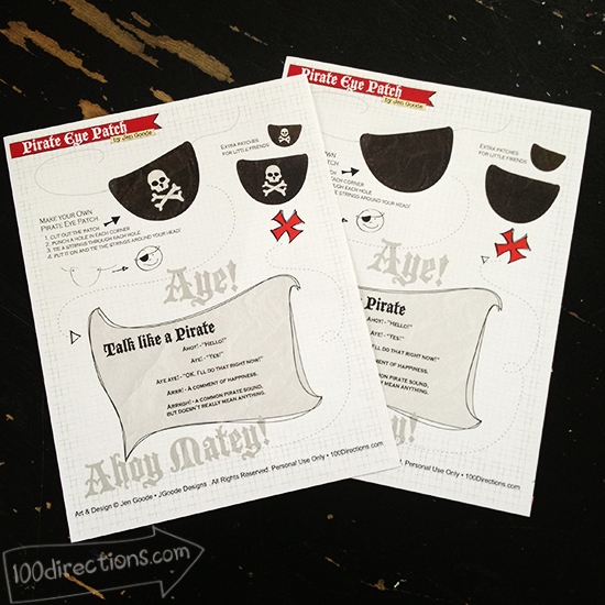 Pirate eye patch printables by Jen Goode