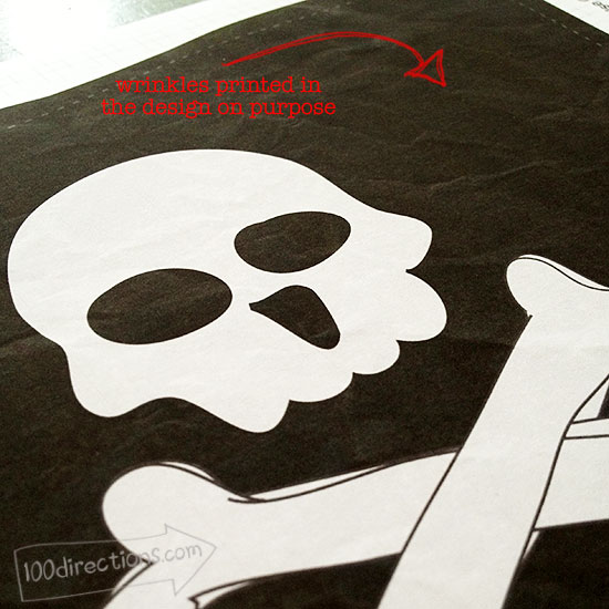 Wrinkles designed into the Pirate Printables