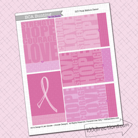 BCA Pink Ribbon bunting banner printable