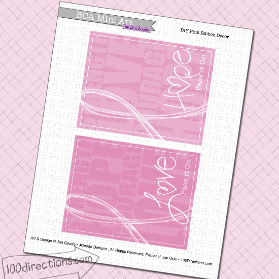 BCA Pink Ribbon mini art cards by Jen Goode