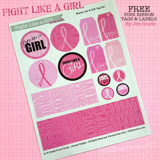 Free Printable Bca Pink Ribbon Tags And Gift Labels 100 Directions