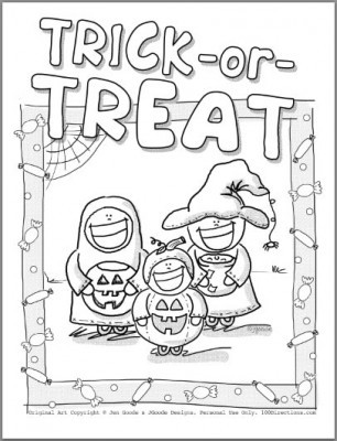 Trick-or-Treat Halloween coloring page by Jen Goode