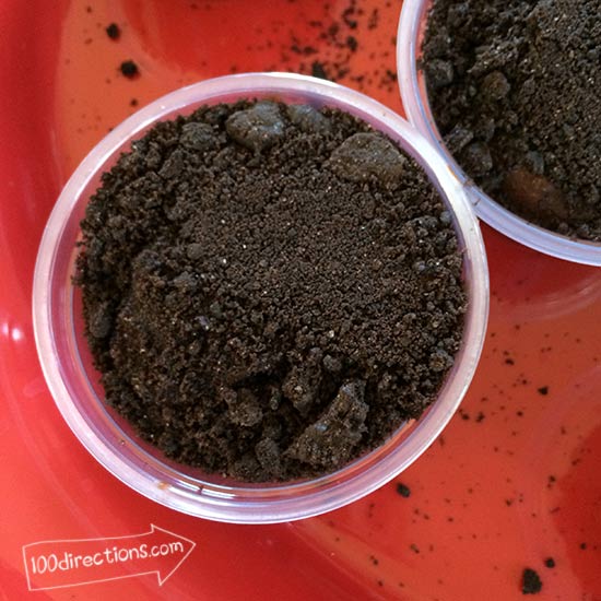 Add Oreo crumbs to look like dirt