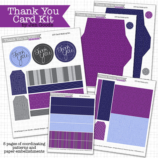 Printable Thank you card kit designed by Jen Goode