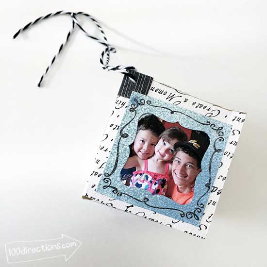 Handmade photo block ornament