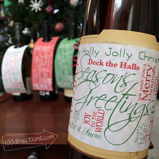 Make a bottle wrap label with these wine tags