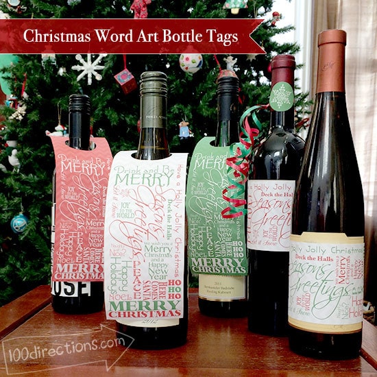Christmas wine bottle gift tags