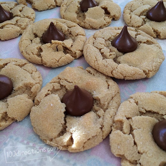 Peanut butter cookies with chocolate kisses