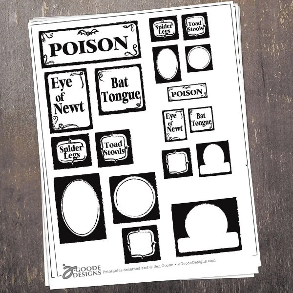 printable Halloween potion labels by Jen Goode