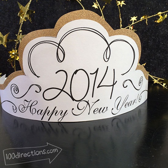New years eve crown printable with glitter paper accent
