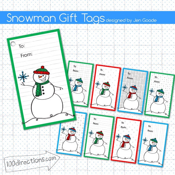 Snowman gift tags by Jen Goode