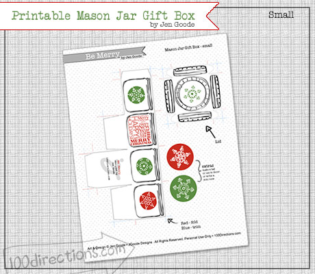 Printable Mason Jar Gift Box by Jen Goode Small