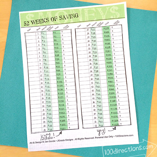 52 Week Savings Plan Printable