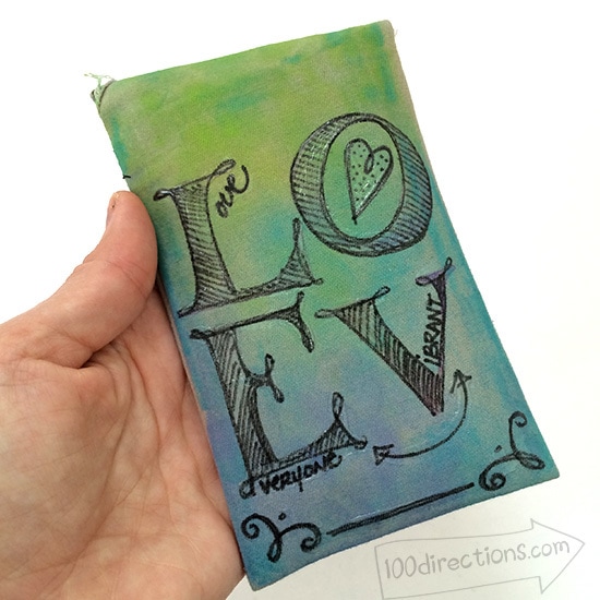 Love letters stamped and then drawn