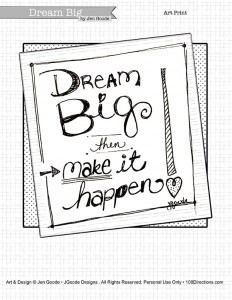 Dream Big mini art print printable - 100 Directions