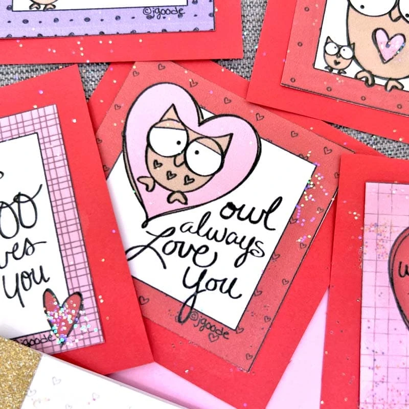 Mini Owl Valentine Cards designed by Jen Goode