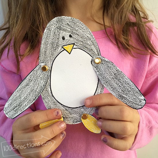 Paper penguin printable craft