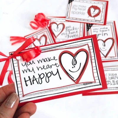 Happy Heart printable Valentine cards designed by Jen Goode