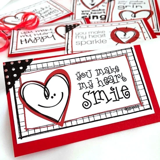 Happy Heart printable Valentine cards designed by Jen Goode