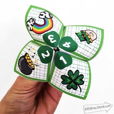 Printable St. Patrick's Day Cootie Catcher designed by Jen Goode