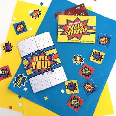 Super Hero cards and Treats for Teacher Appreciation