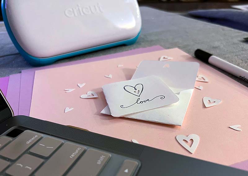 Use a Cricut machine to make mini Love cards