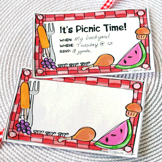 Printable picnic themed invitations