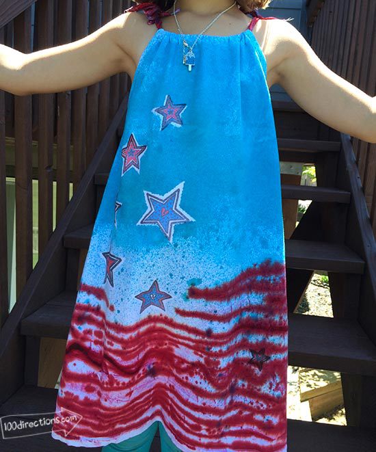 Finished patriotic t-shirt sundress detail - designed by Jen Goode