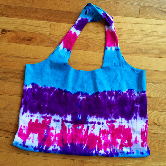 Cut the t-shirt and and stitch the bottom to create bag