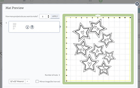 Lay out stars on digital cutting mat