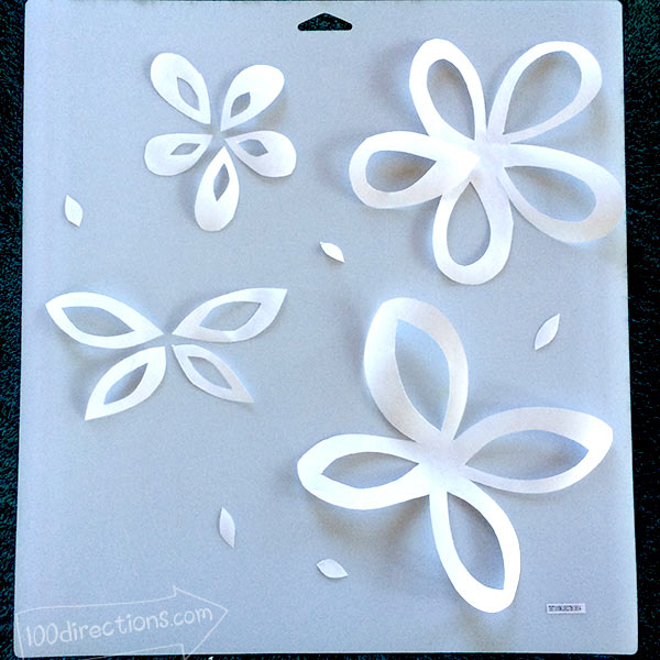 Flowers hand cut from freezer paper