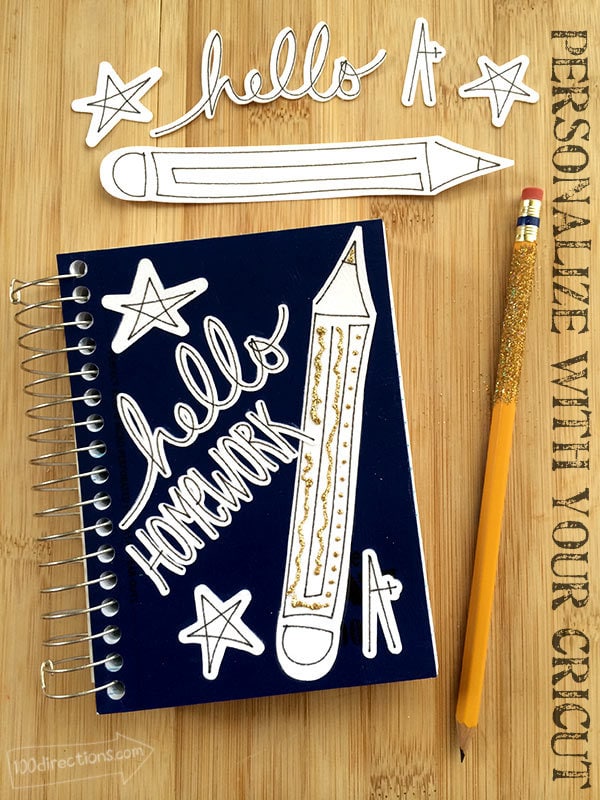 Personalized Homework Notebook made with Cricut and designed by Jen Goode
