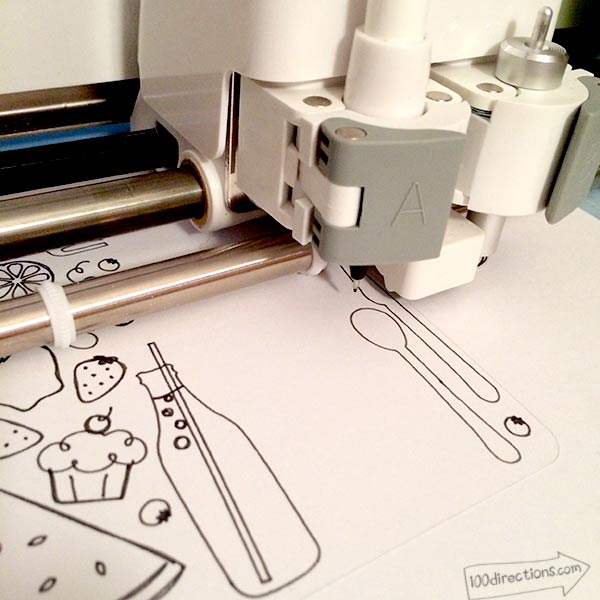 Use the black fine point pen to draw the picnic art with your Cricut Explore