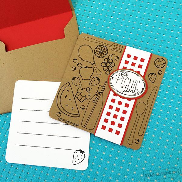 Make a Hand drawn art picnic invitation designed by Jen Goode using a Cricut machine