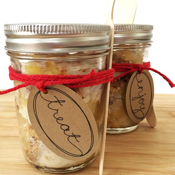 Add labels to mason jars filled with treats