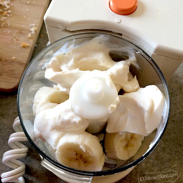 Blend bananas and yogurt until smooth