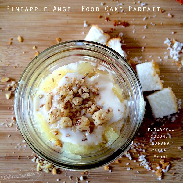 Pineapple angel food cake parfait