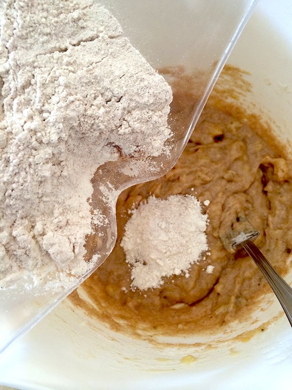 Mixing in the flour