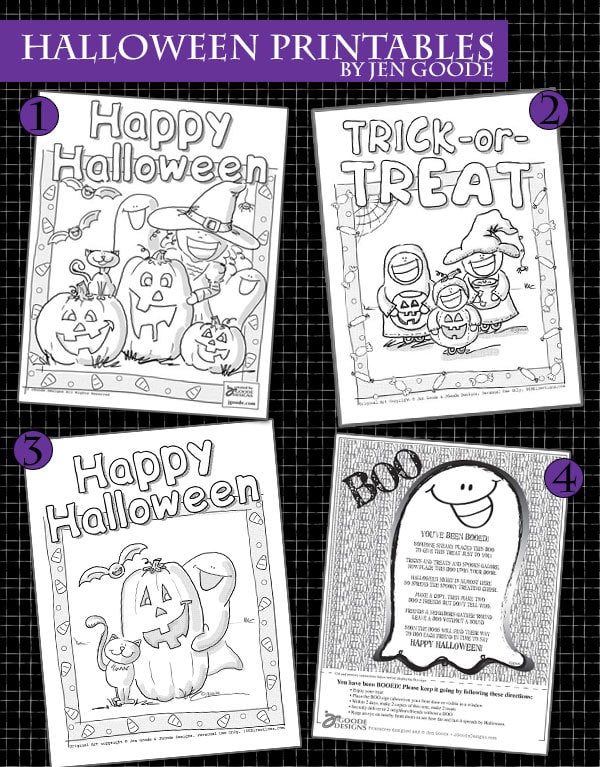 Halloween Coloring Page Printables by Jen Goode