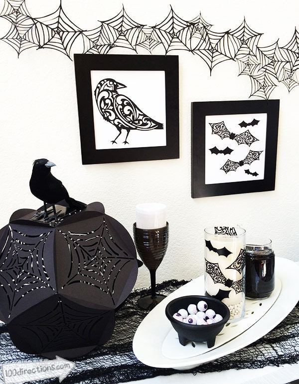 Gothic Halloween decor designed by Jen Goode and cut with Cricut