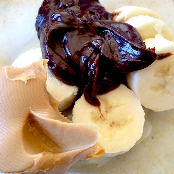peanut butter and bananas and fudge